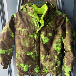 Columbia Kids Neon Green Camo Jacket